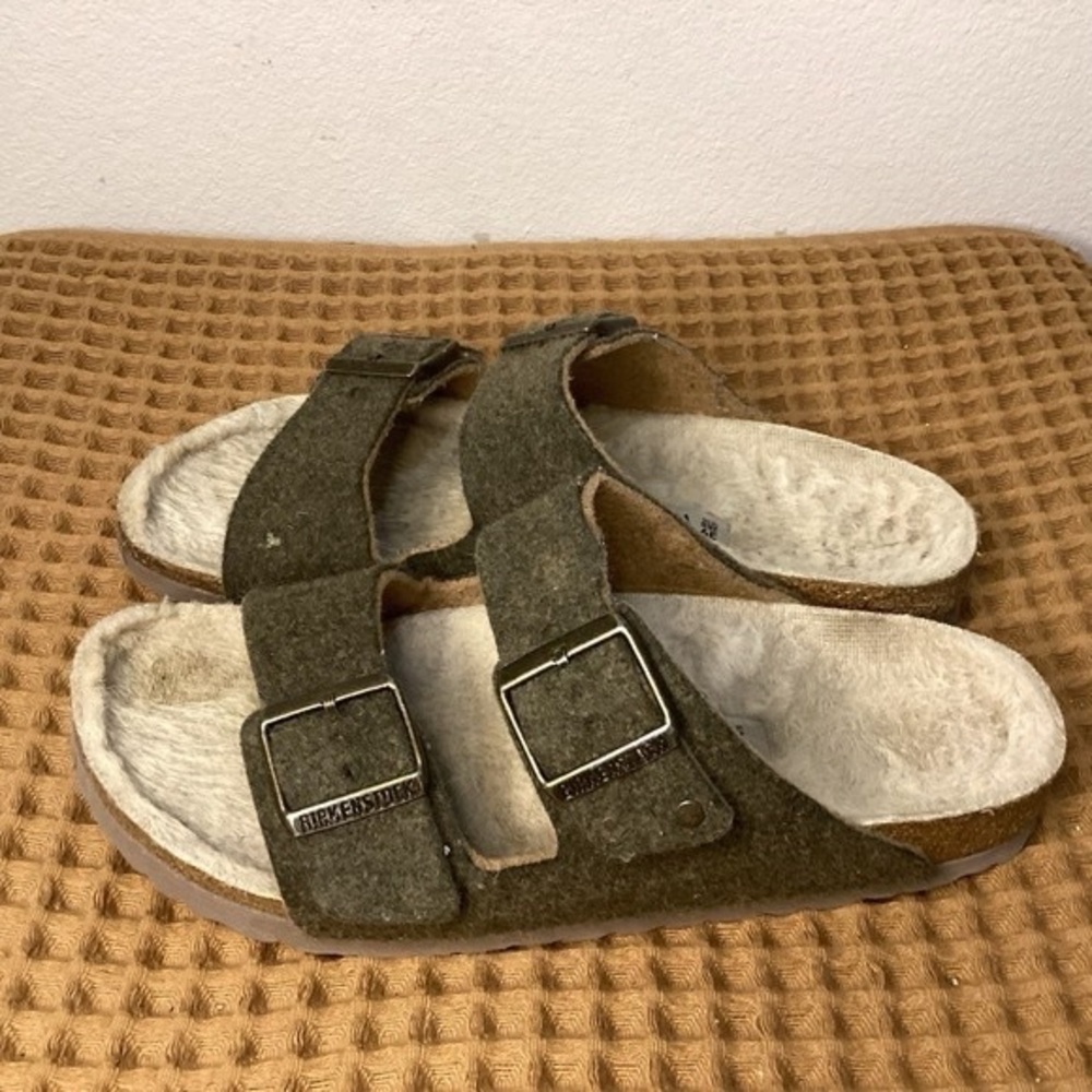 Birkenstock Dark Gray Fuzzy Sandals